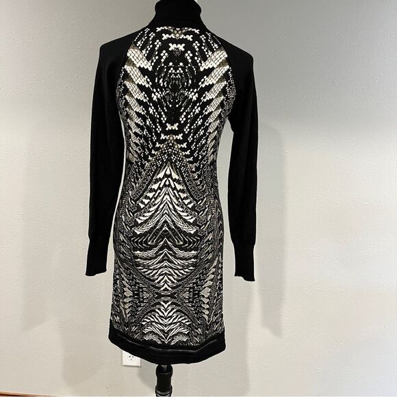 ROBERTO CAVALLI Multicolor Snake Pattern Turtle Neck Dress 44 Bodycon - Picture 8 of 14